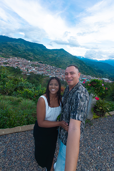 Couple enjoying mountain views